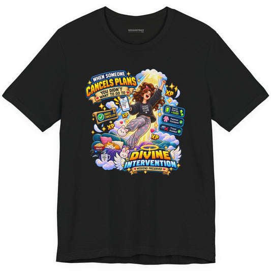 Pamphlet Punchline - Classic Jersey Tee in Black, front view
