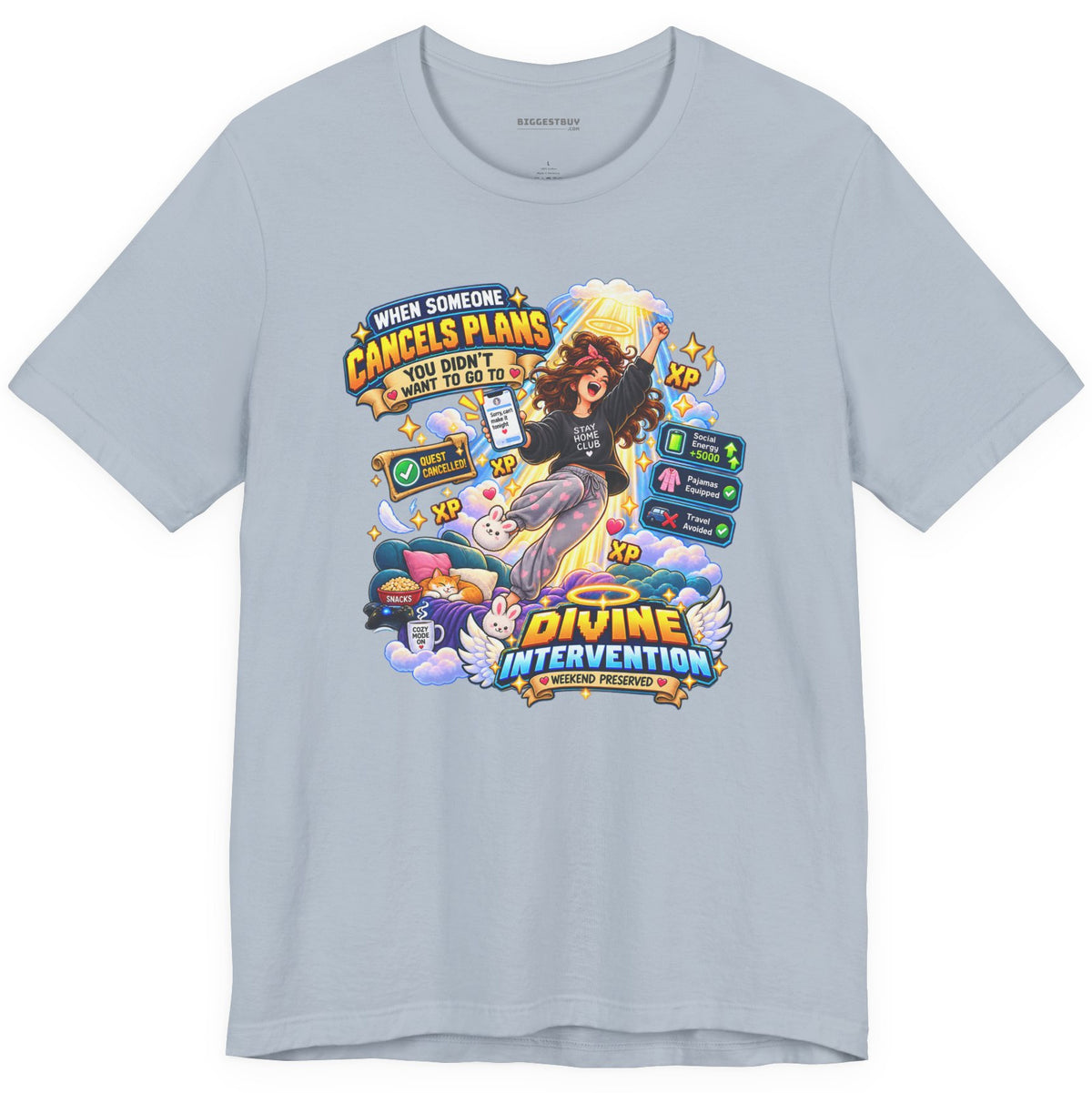 Pamphlet Punchline - Classic Jersey Tee in Light Blue, front view