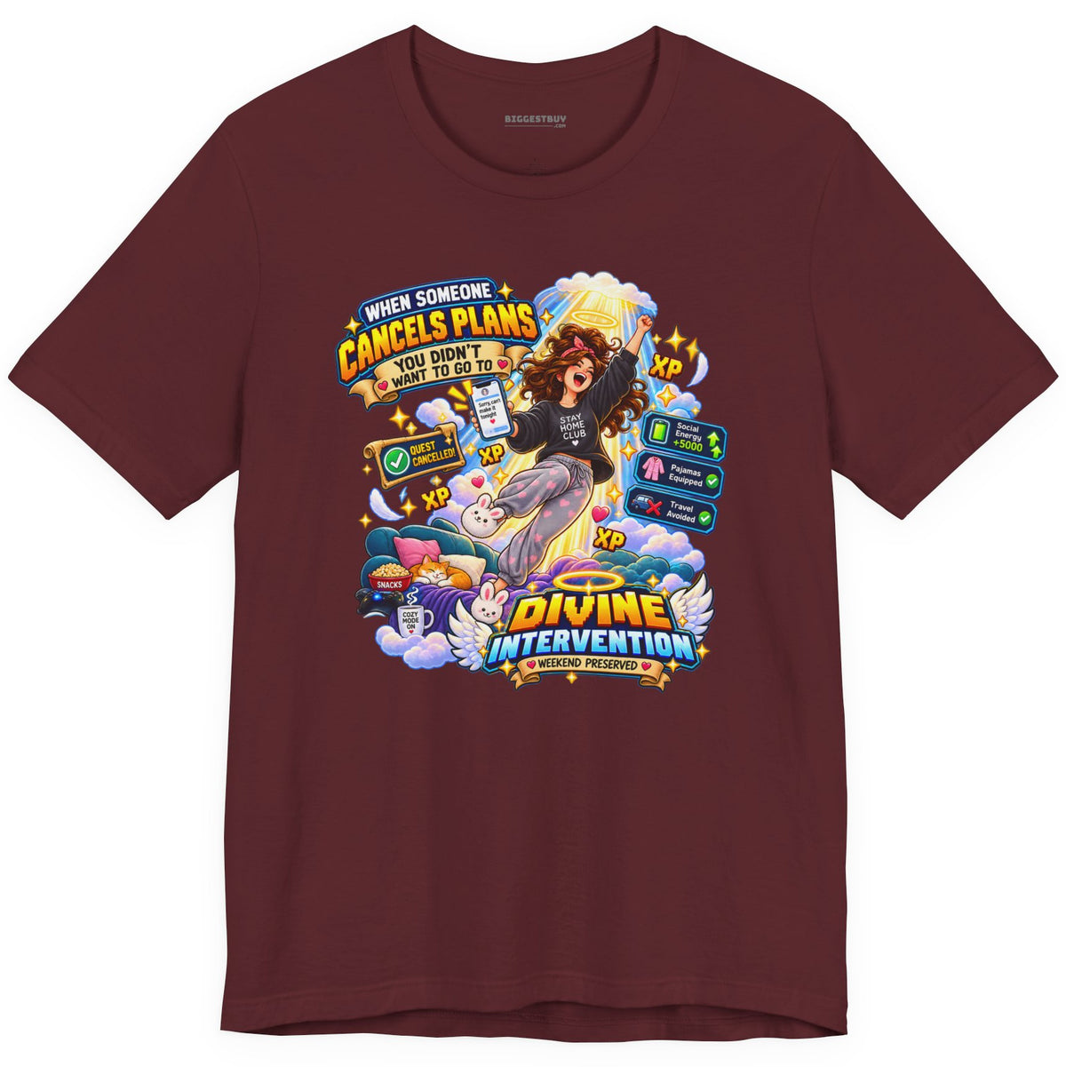 Pamphlet Punchline - Classic Jersey Tee in Maroon, front view