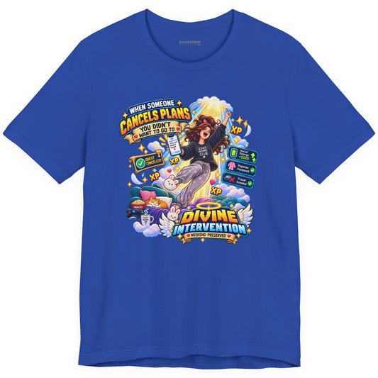 Pamphlet Punchline - Classic Jersey Tee in True Royal, front view