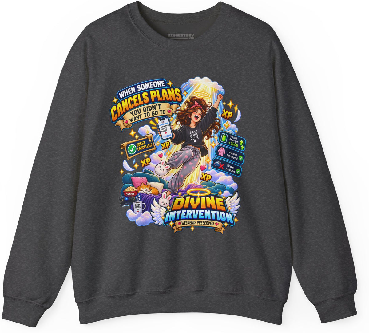 Pamphlet Punchline - Crewneck Sweatshirt in Dark Heather, front view