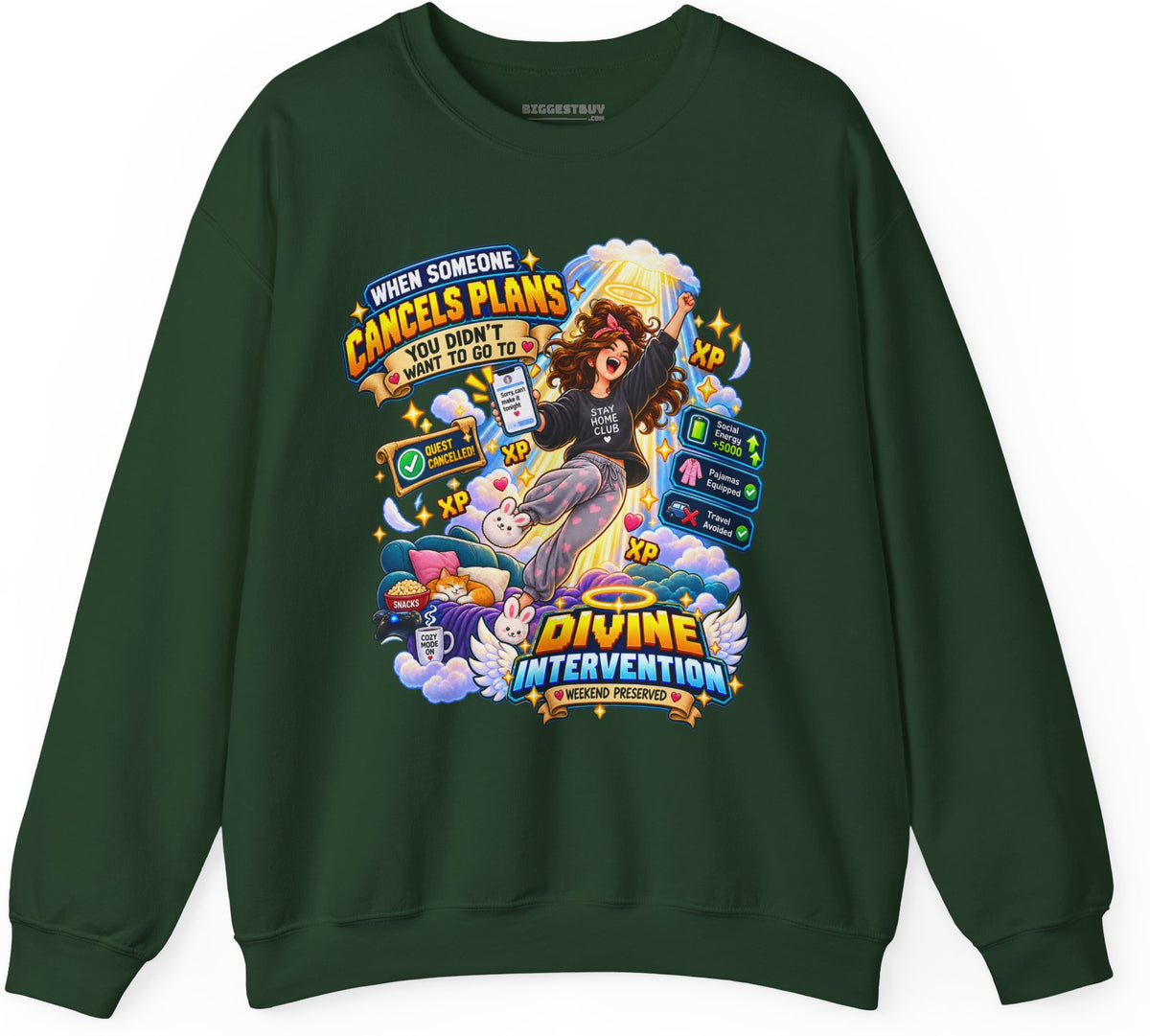 Pamphlet Punchline - Crewneck Sweatshirt in Forest Green, front view