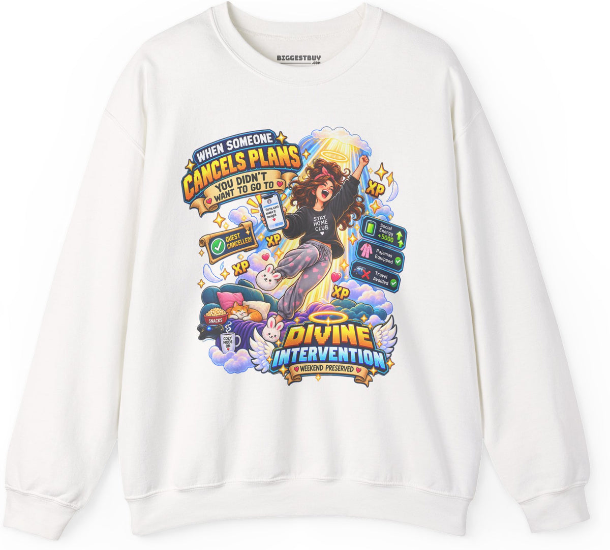 Pamphlet Punchline - Crewneck Sweatshirt in White, front view
