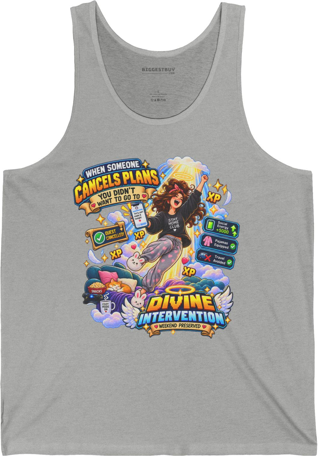 Pamphlet Punchline - Jersey Tank Top in Athletic Heather, front view