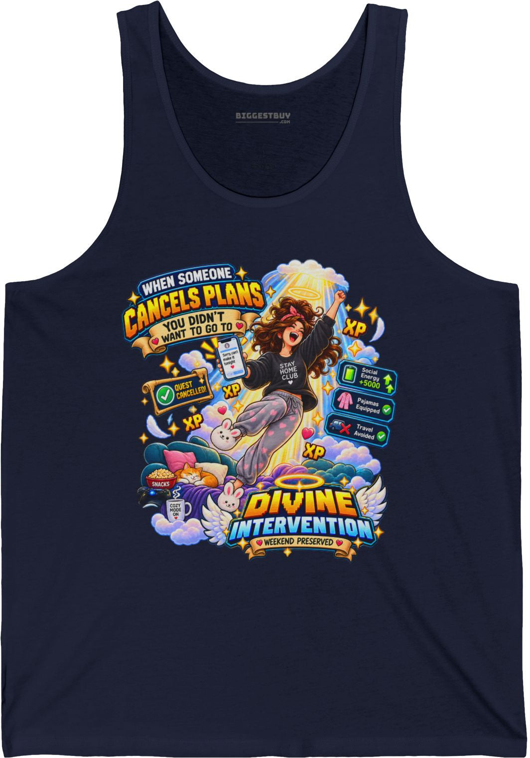 Pamphlet Punchline - Jersey Tank Top in Navy, front view