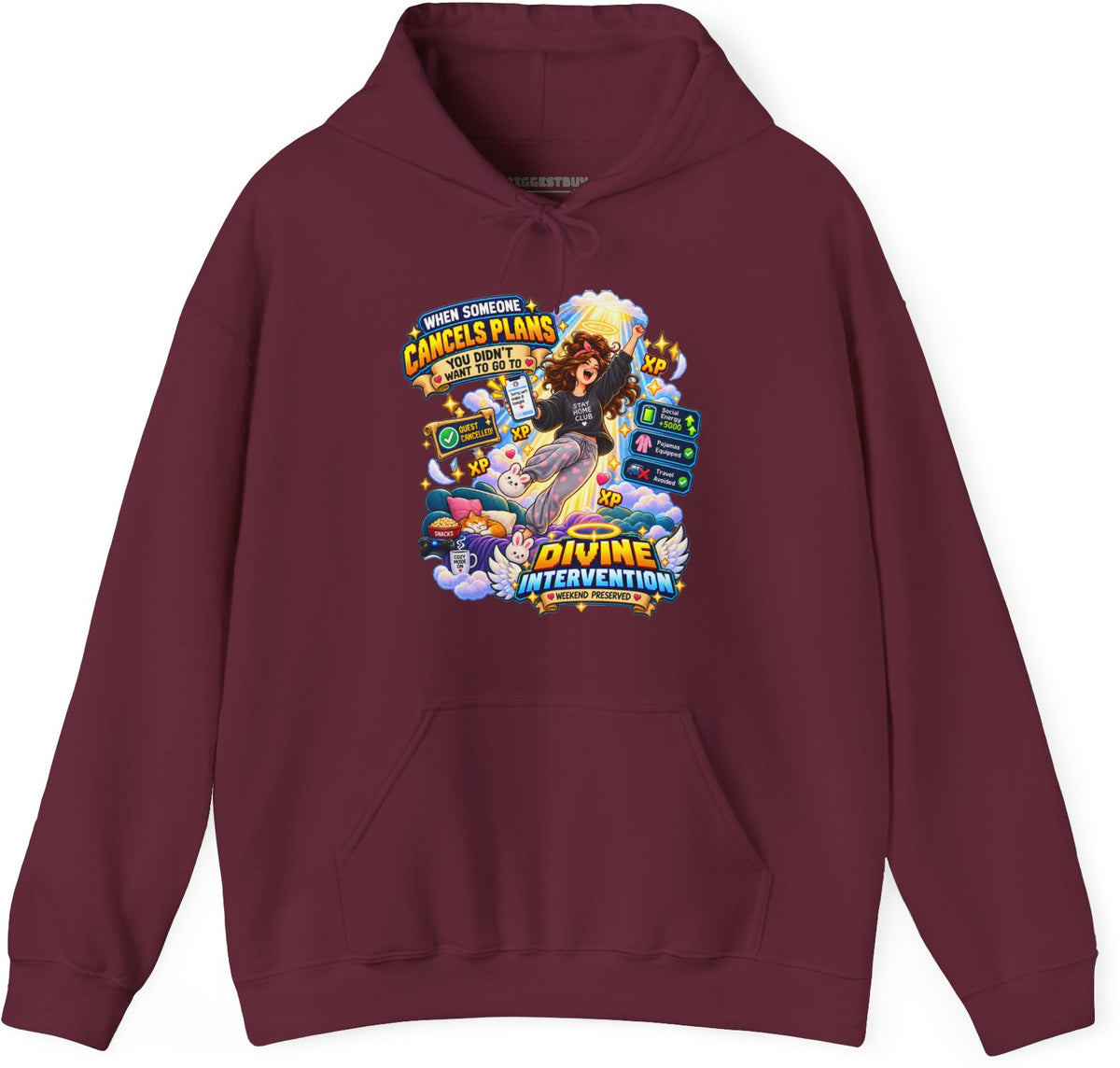 Pamphlet Punchline - Pullover Hoodie in Maroon, front view