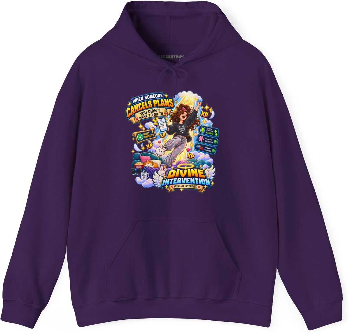 Pamphlet Punchline - Pullover Hoodie in Purple, front view