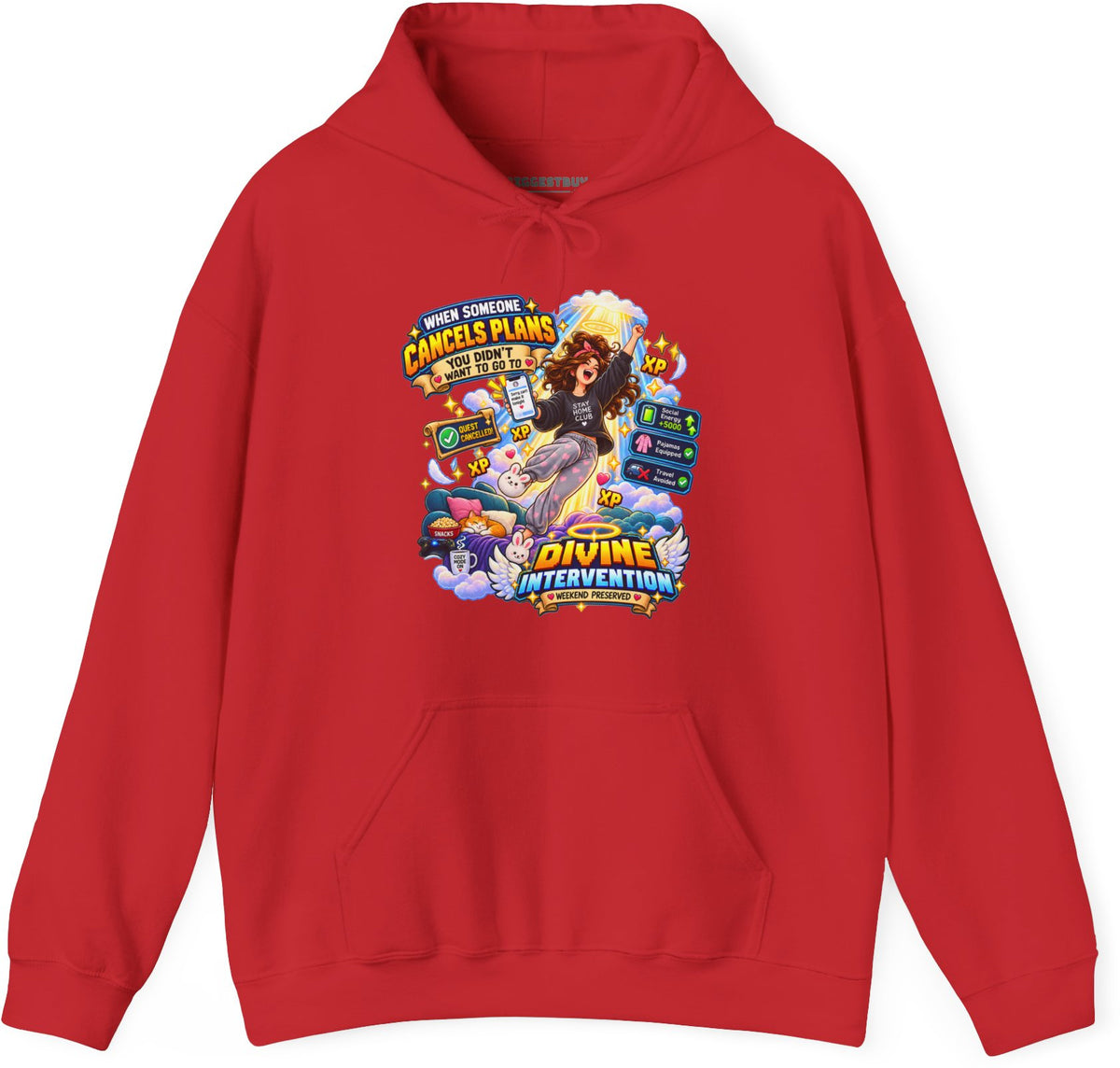 Pamphlet Punchline - Pullover Hoodie in Red, front view