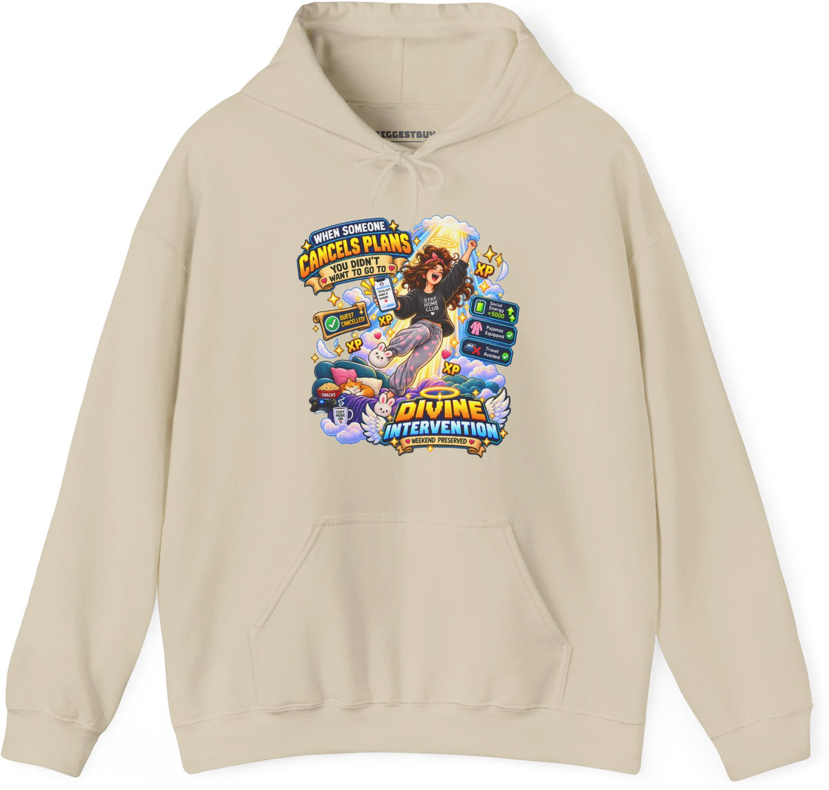 Pamphlet Punchline - Pullover Hoodie in Sand, front view