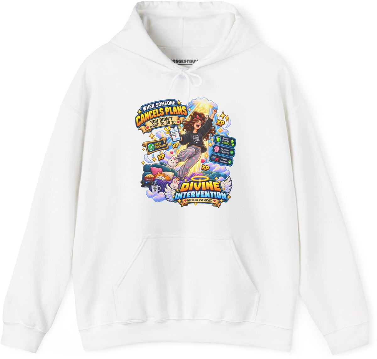 Pamphlet Punchline - Pullover Hoodie in White, front view