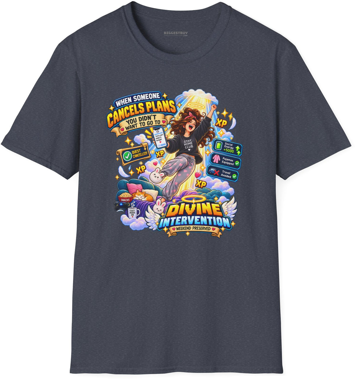 Pamphlet Punchline - Softstyle T-Shirt in Heather Navy, front view