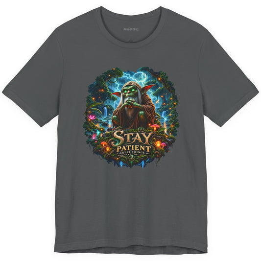 Patient Goblin - Classic Jersey Tee in Asphalt, front view