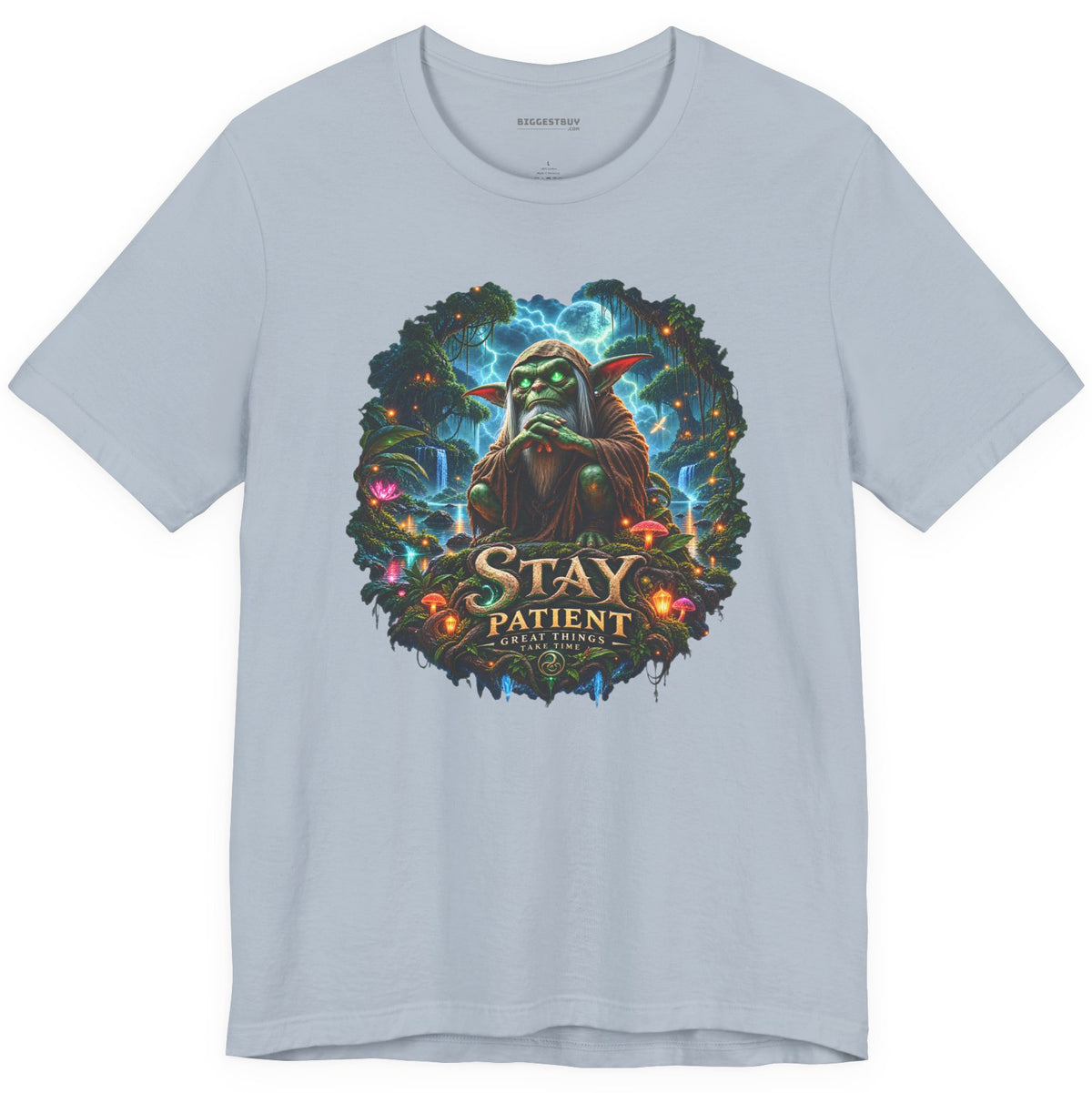 Patient Goblin - Classic Jersey Tee in Light Blue, front view