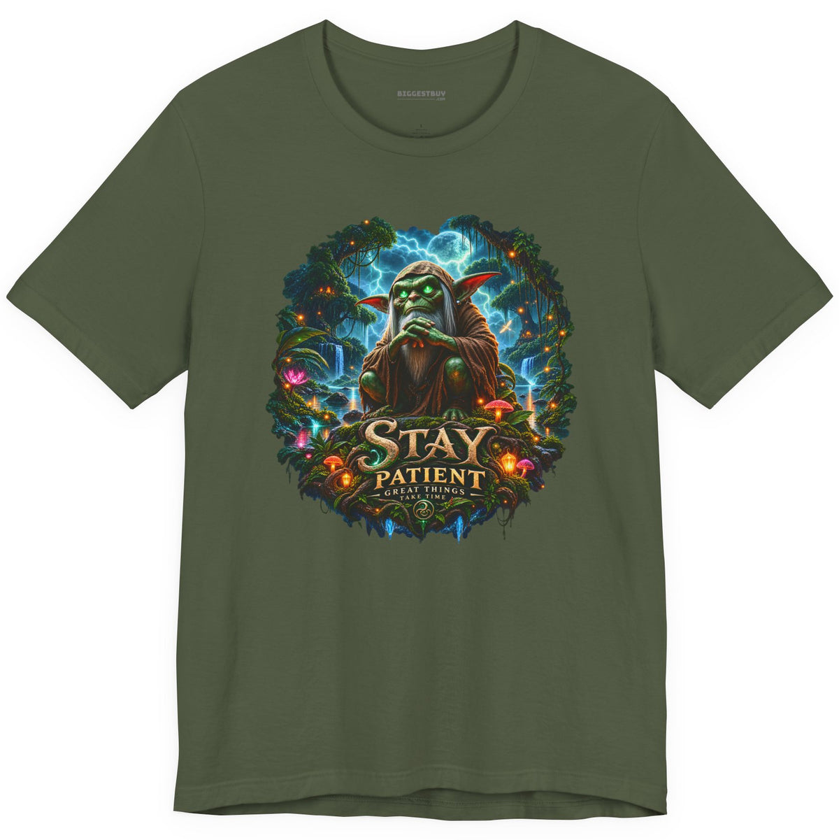 Patient Goblin - Classic Jersey Tee in Military Green, front view