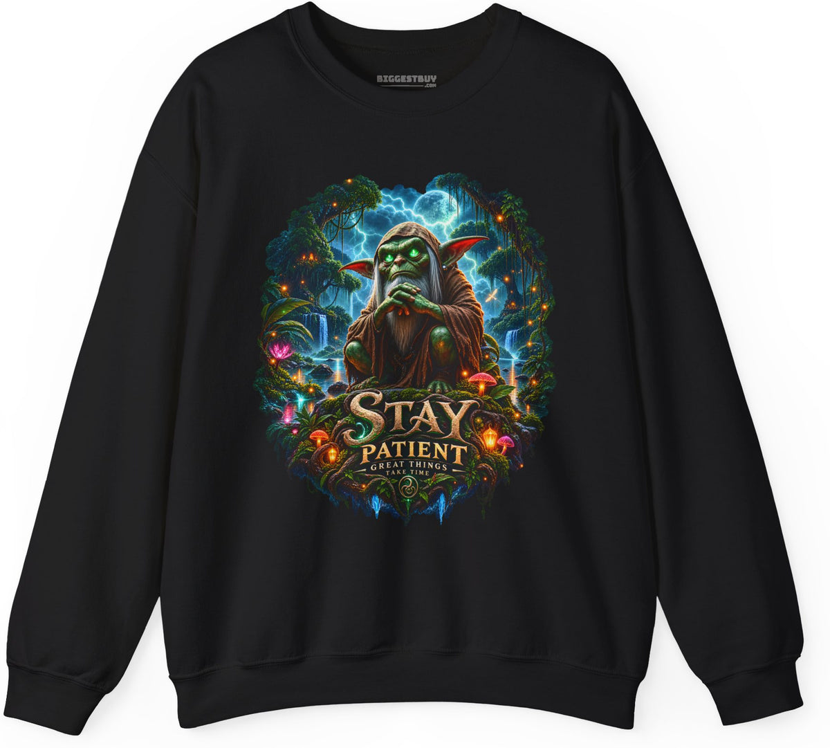 Patient Goblin - Crewneck Sweatshirt in Black, front view