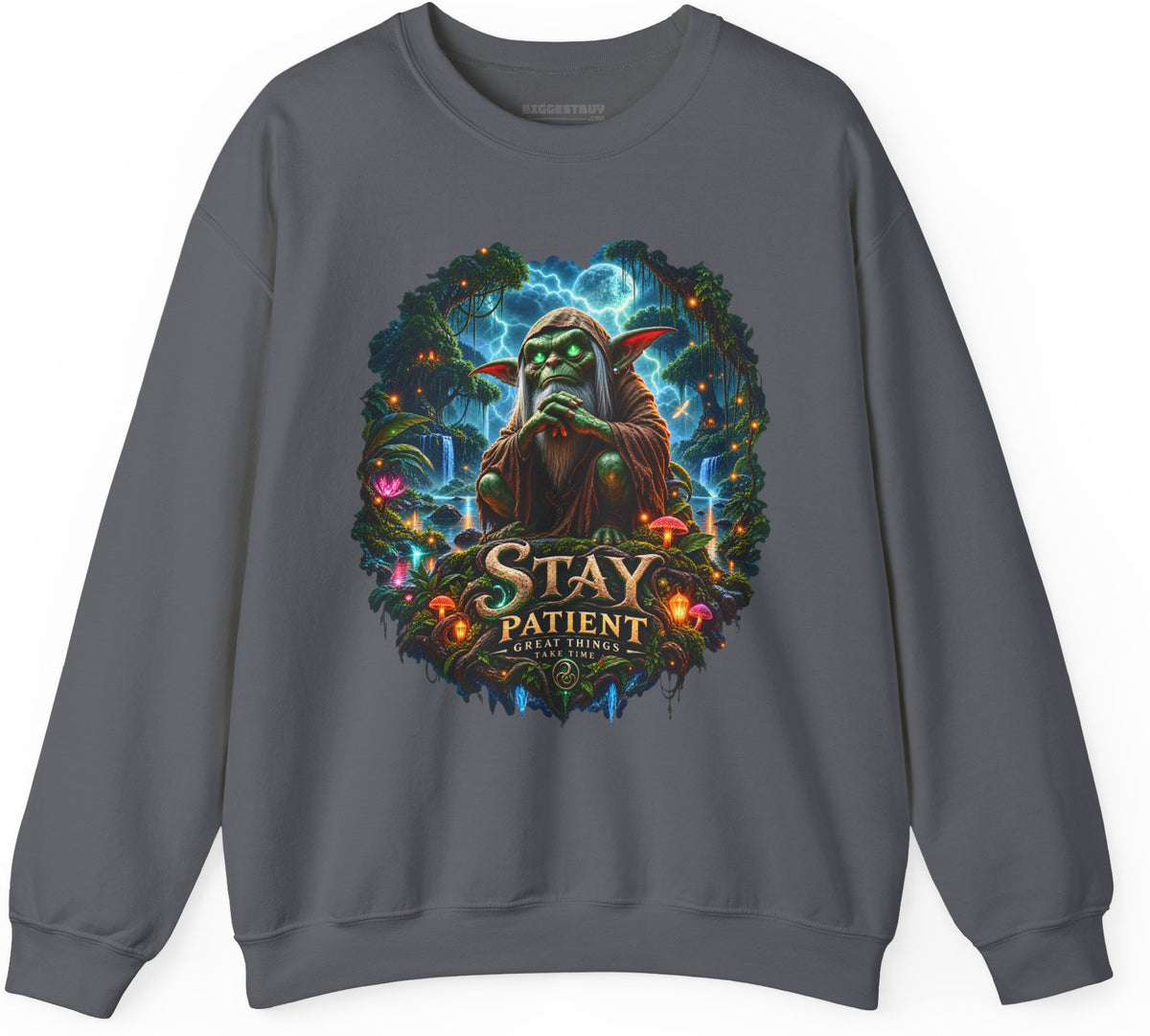 Patient Goblin - Crewneck Sweatshirt in Charcoal, front view