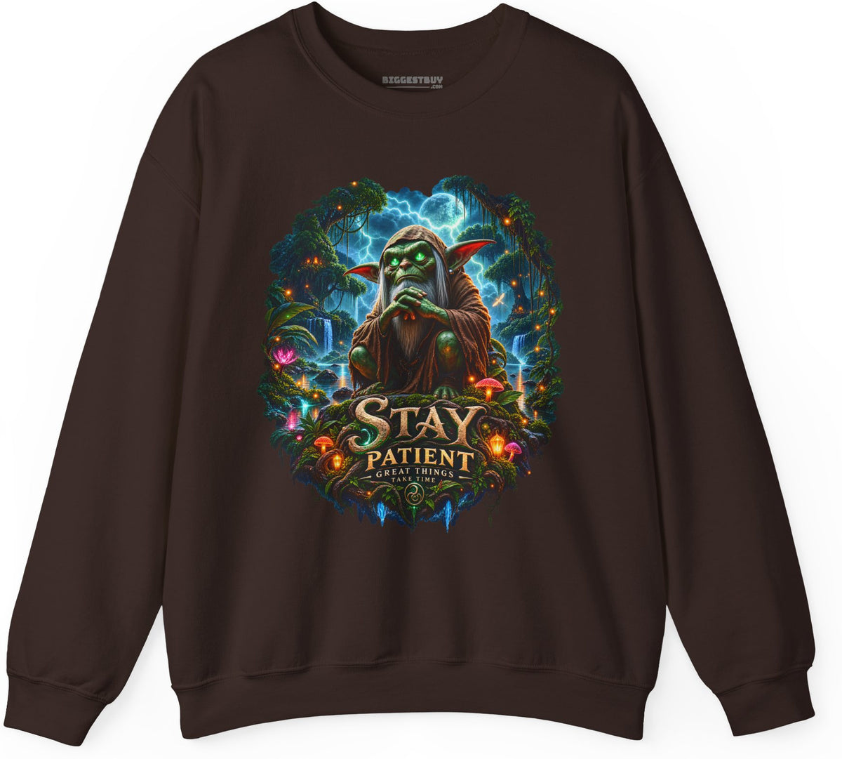 Patient Goblin - Crewneck Sweatshirt in Dark Chocolate, front view