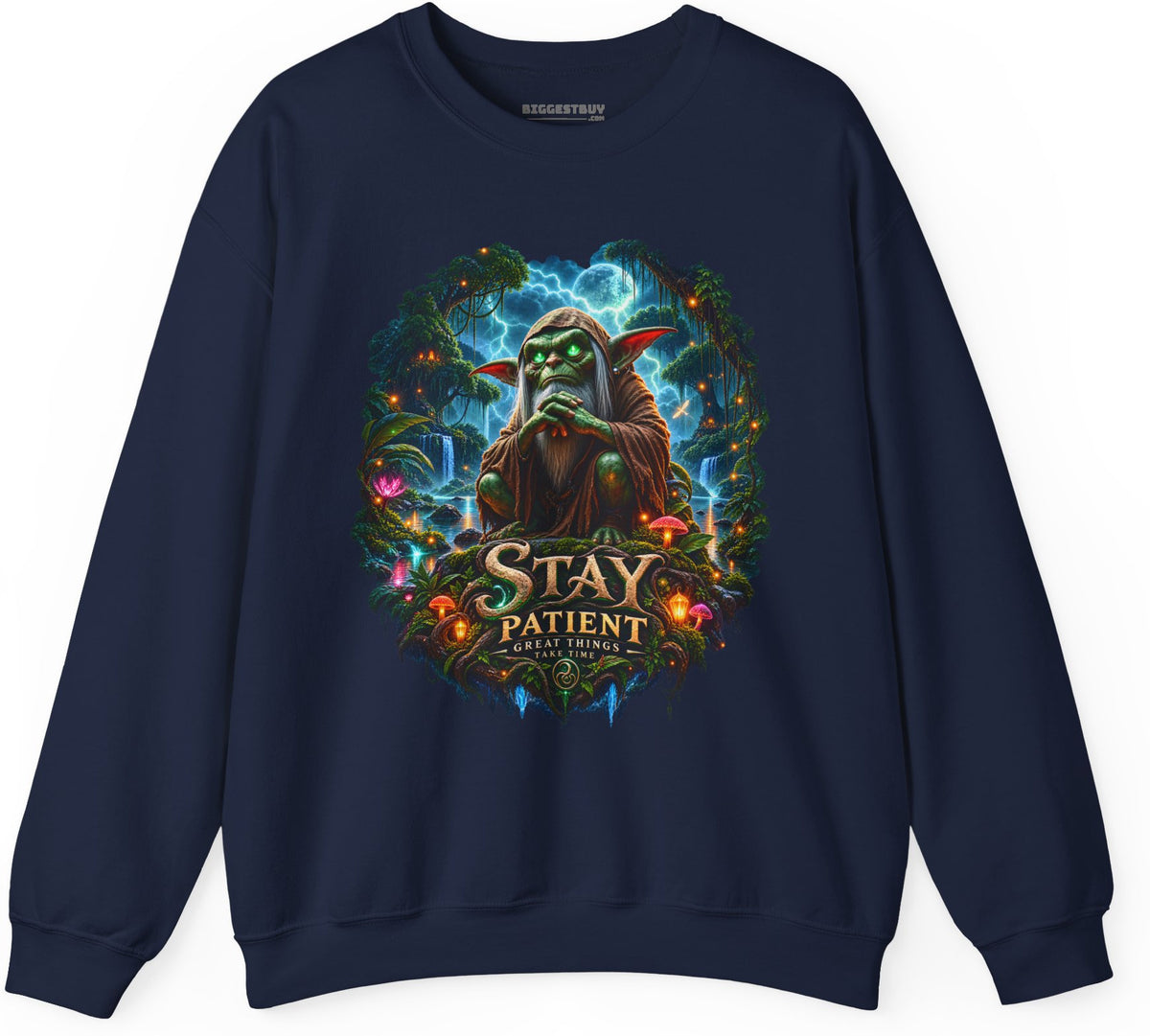 Patient Goblin - Crewneck Sweatshirt in Navy, front view