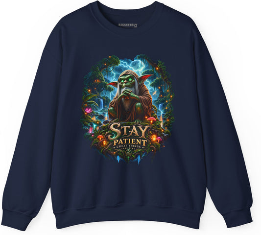 Patient Goblin - Crewneck Sweatshirt in Navy, front view