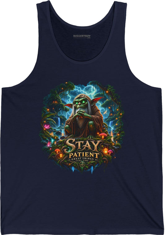 Patient Goblin - Jersey Tank Top in Navy, front view
