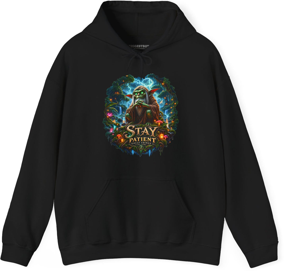 Patient Goblin - Pullover Hoodie in Black, front view