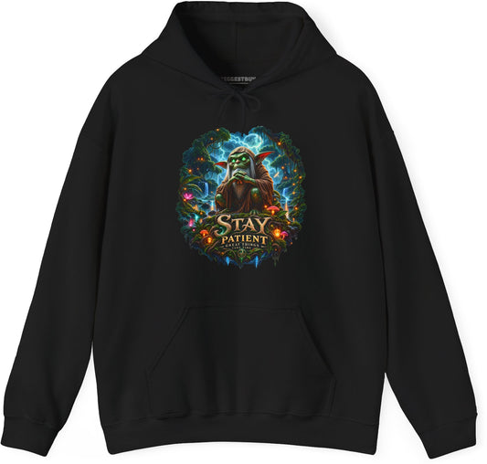 Patient Goblin - Pullover Hoodie in Black, front view