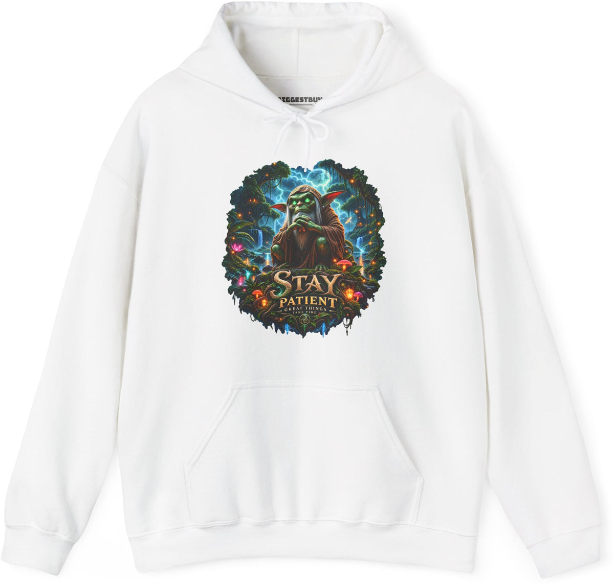 Patient Goblin - Pullover Hoodie in White, front view