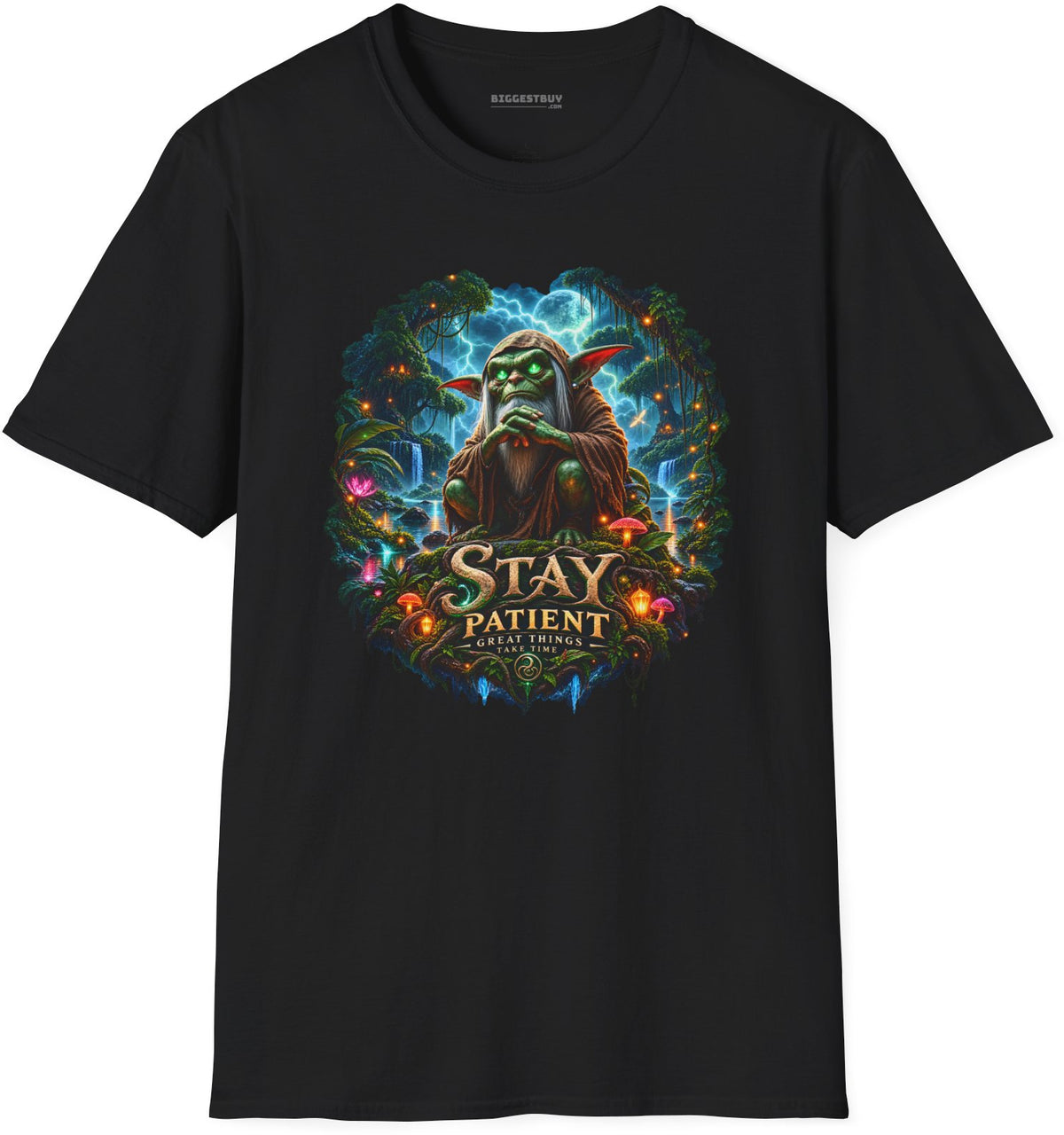 Patient Goblin - Softstyle T-Shirt in Black, front view