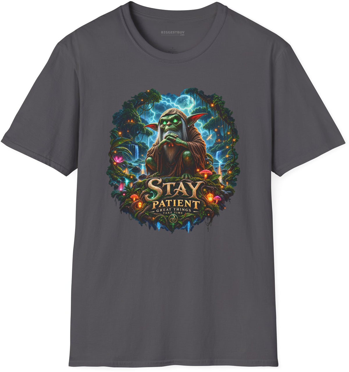 Patient Goblin - Softstyle T-Shirt in Charcoal, front view