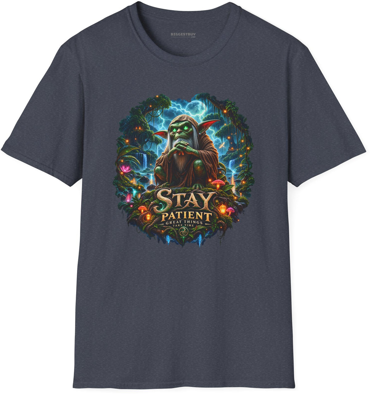 Patient Goblin - Softstyle T-Shirt in Heather Navy, front view