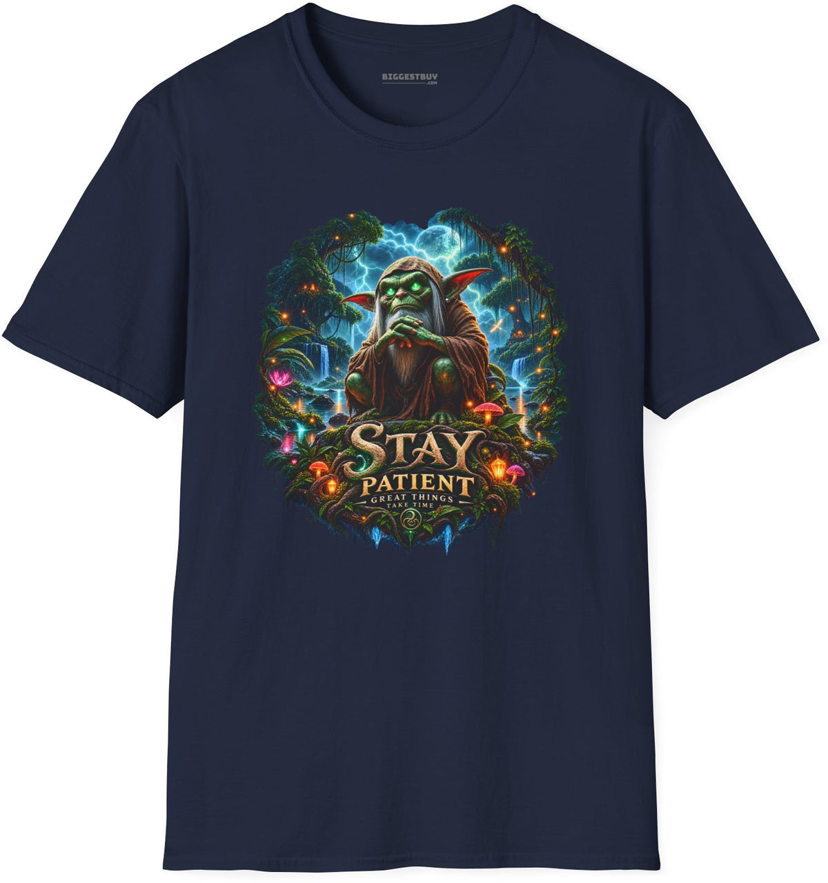 Patient Goblin - Softstyle T-Shirt in Navy, front view