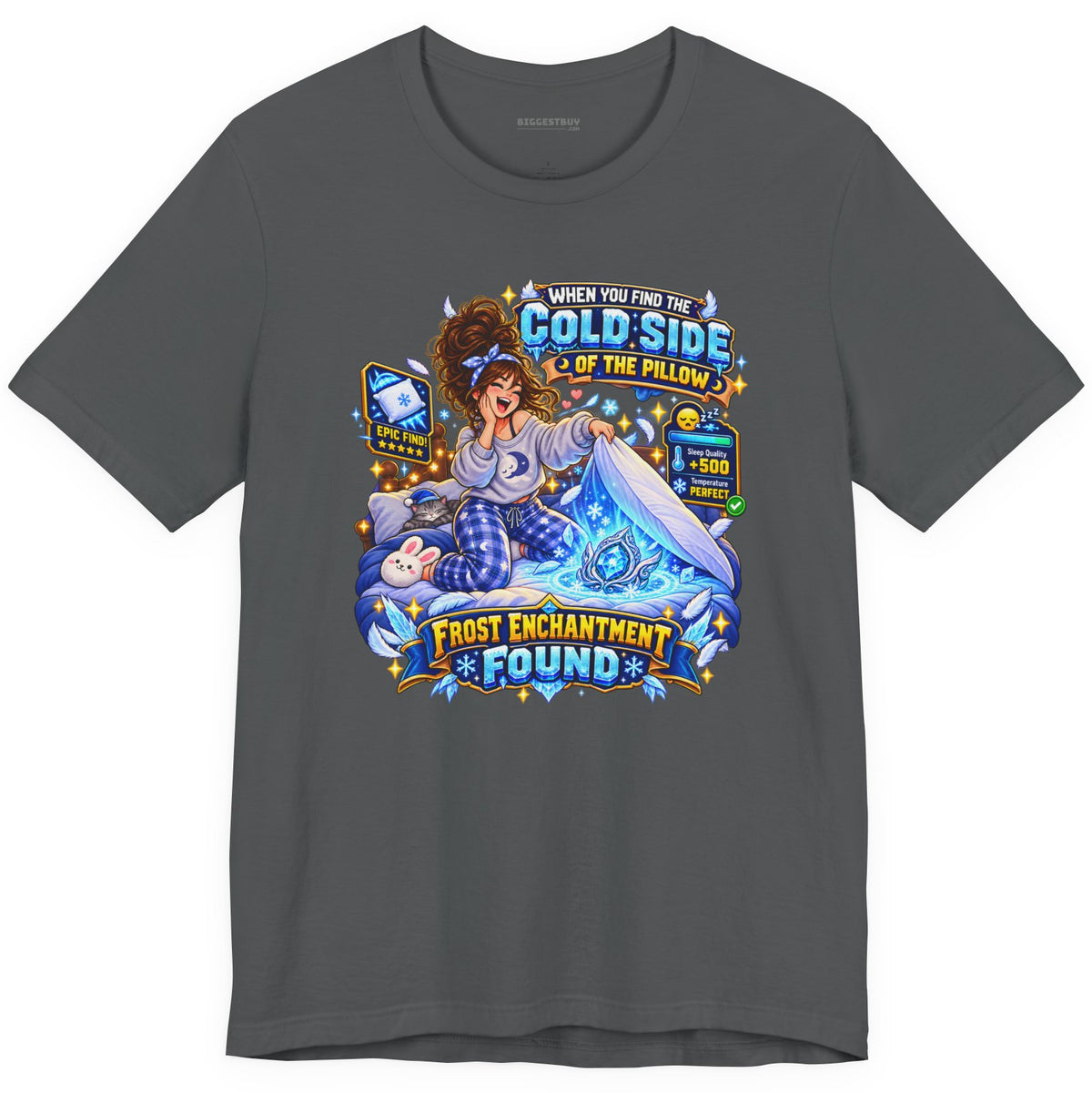 Pillow Party - Classic Jersey Tee in Asphalt, front view