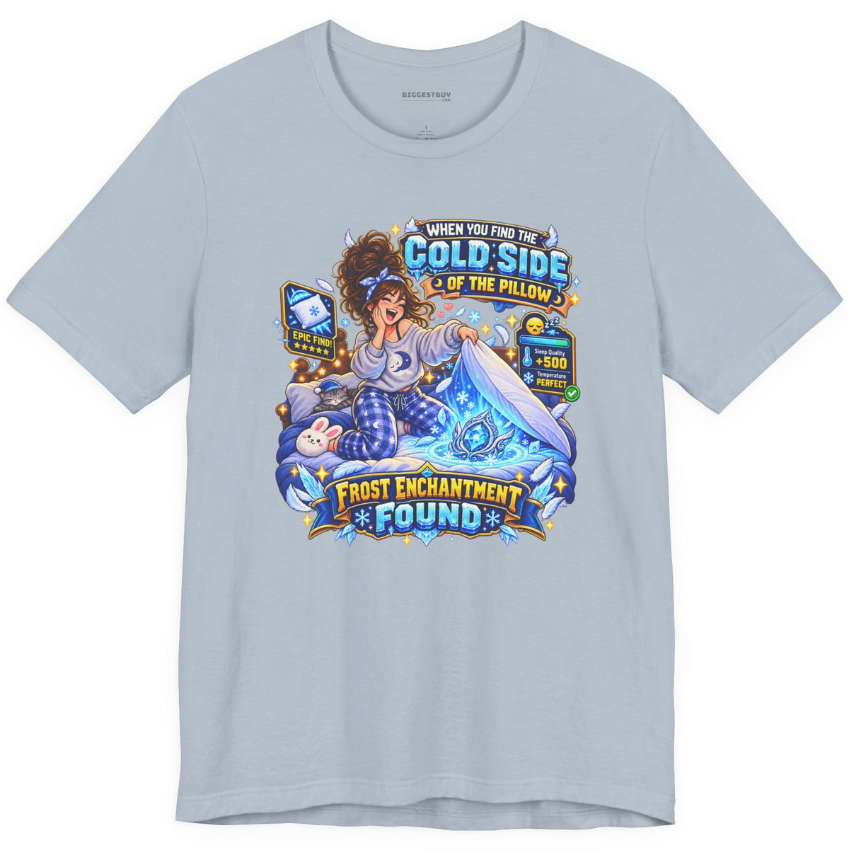 Pillow Party - Classic Jersey Tee in Light Blue, front view