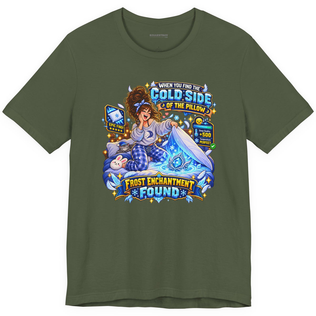 Pillow Party - Classic Jersey Tee in Military Green, front view