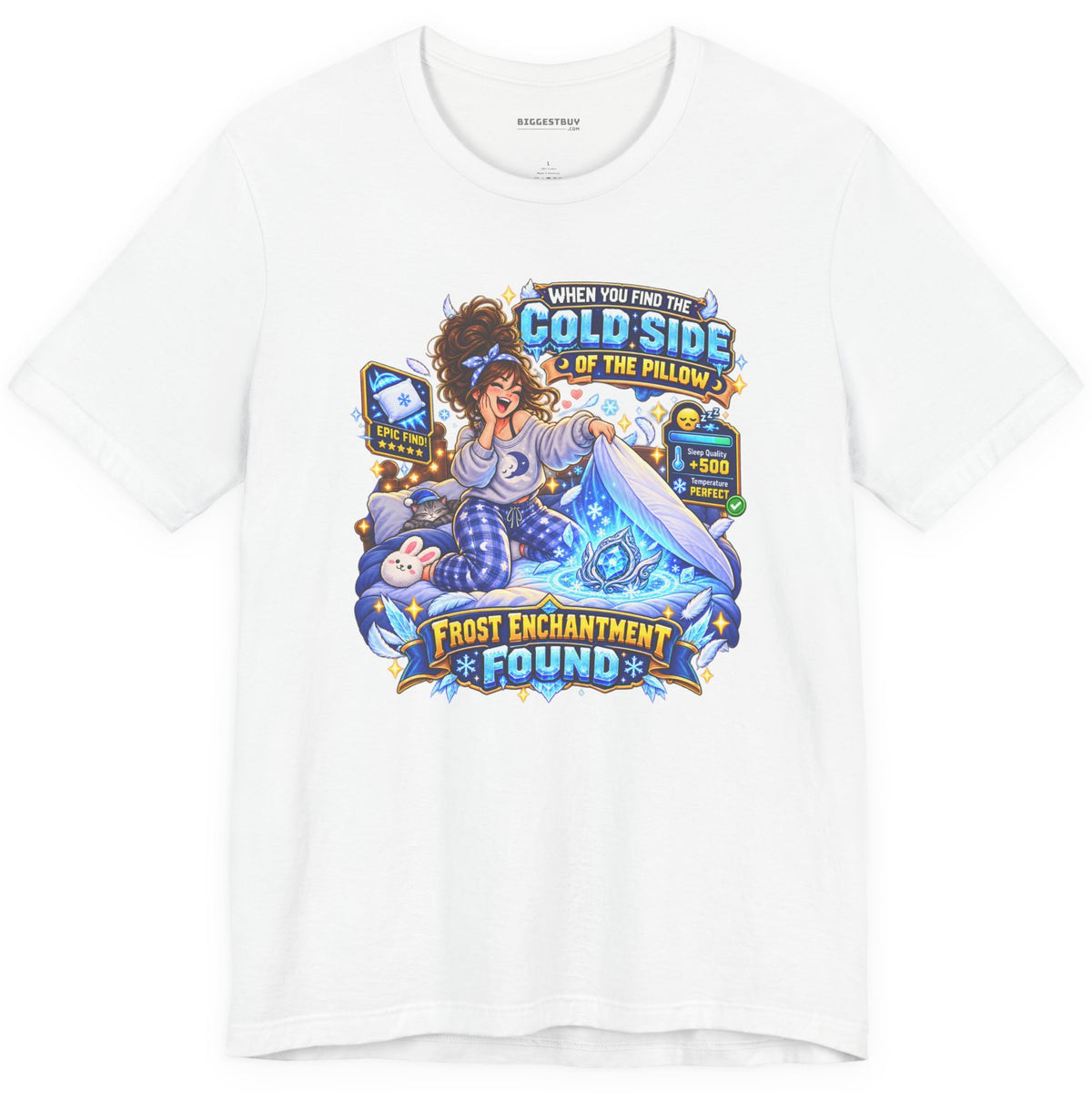 Pillow Party - Classic Jersey Tee in White, front view