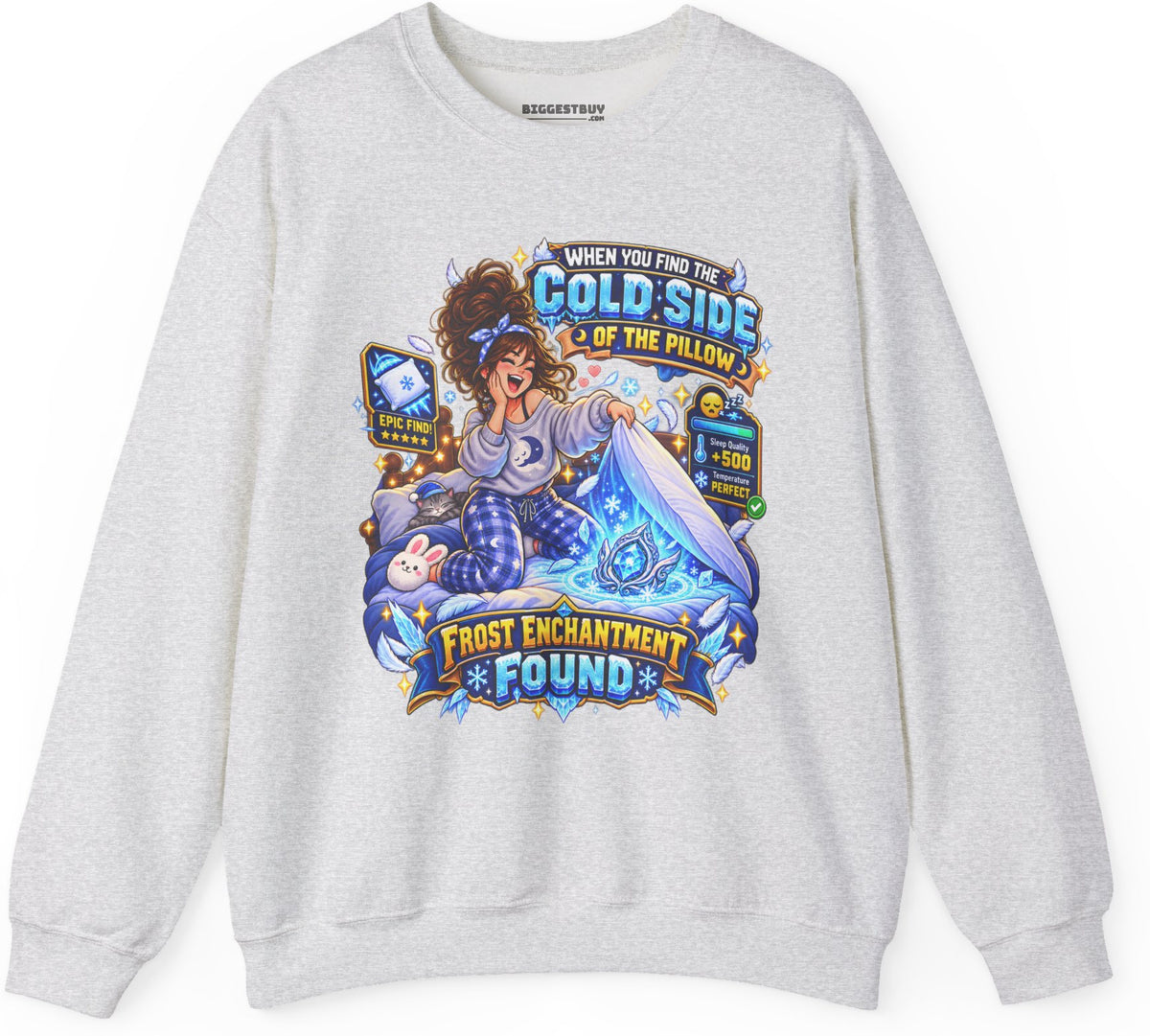 Pillow Party - Crewneck Sweatshirt in Ash, front view