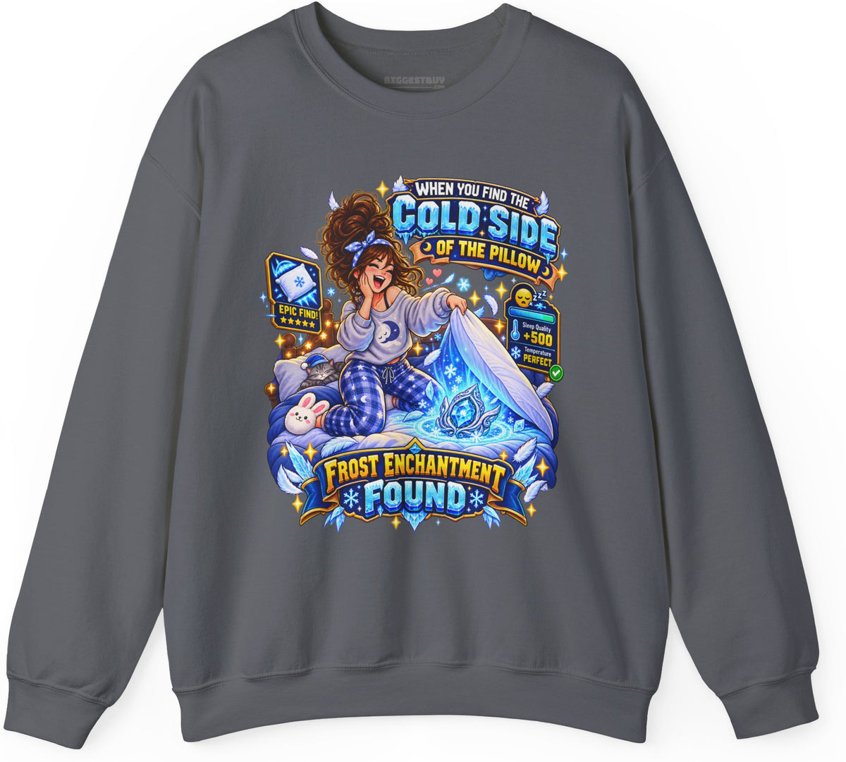 Pillow Party - Crewneck Sweatshirt in Charcoal, front view
