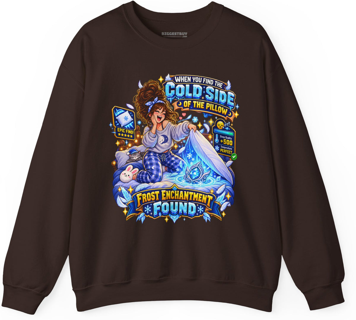 Pillow Party - Crewneck Sweatshirt in Dark Chocolate, front view
