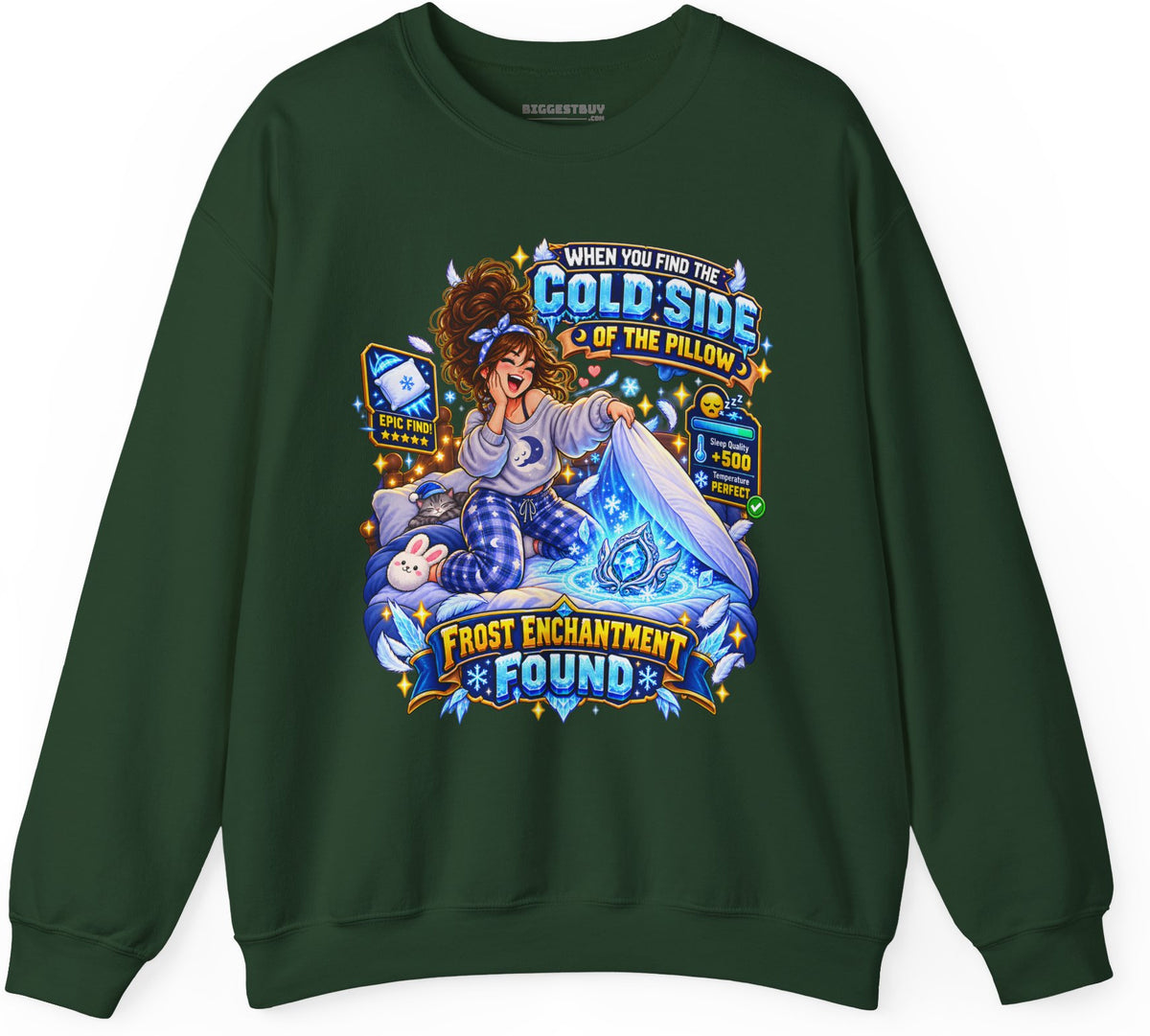 Pillow Party - Crewneck Sweatshirt in Forest Green, front view