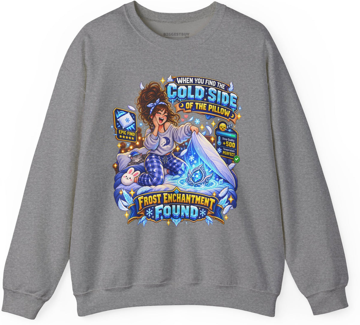 Pillow Party - Crewneck Sweatshirt in Graphite Heather, front view