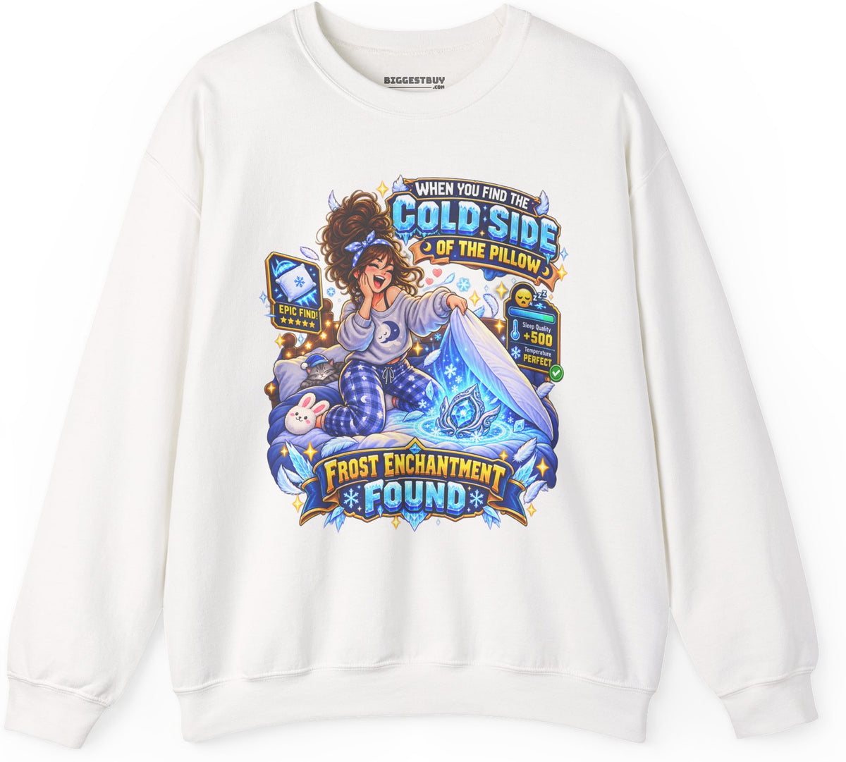 Pillow Party - Crewneck Sweatshirt in White, front view
