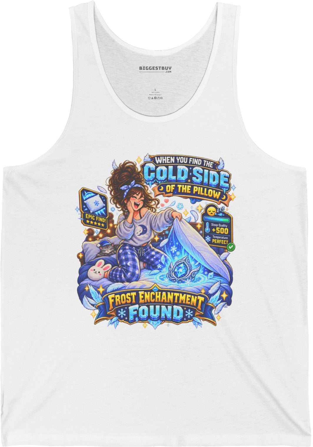 Pillow Party - Jersey Tank Top in White, front view