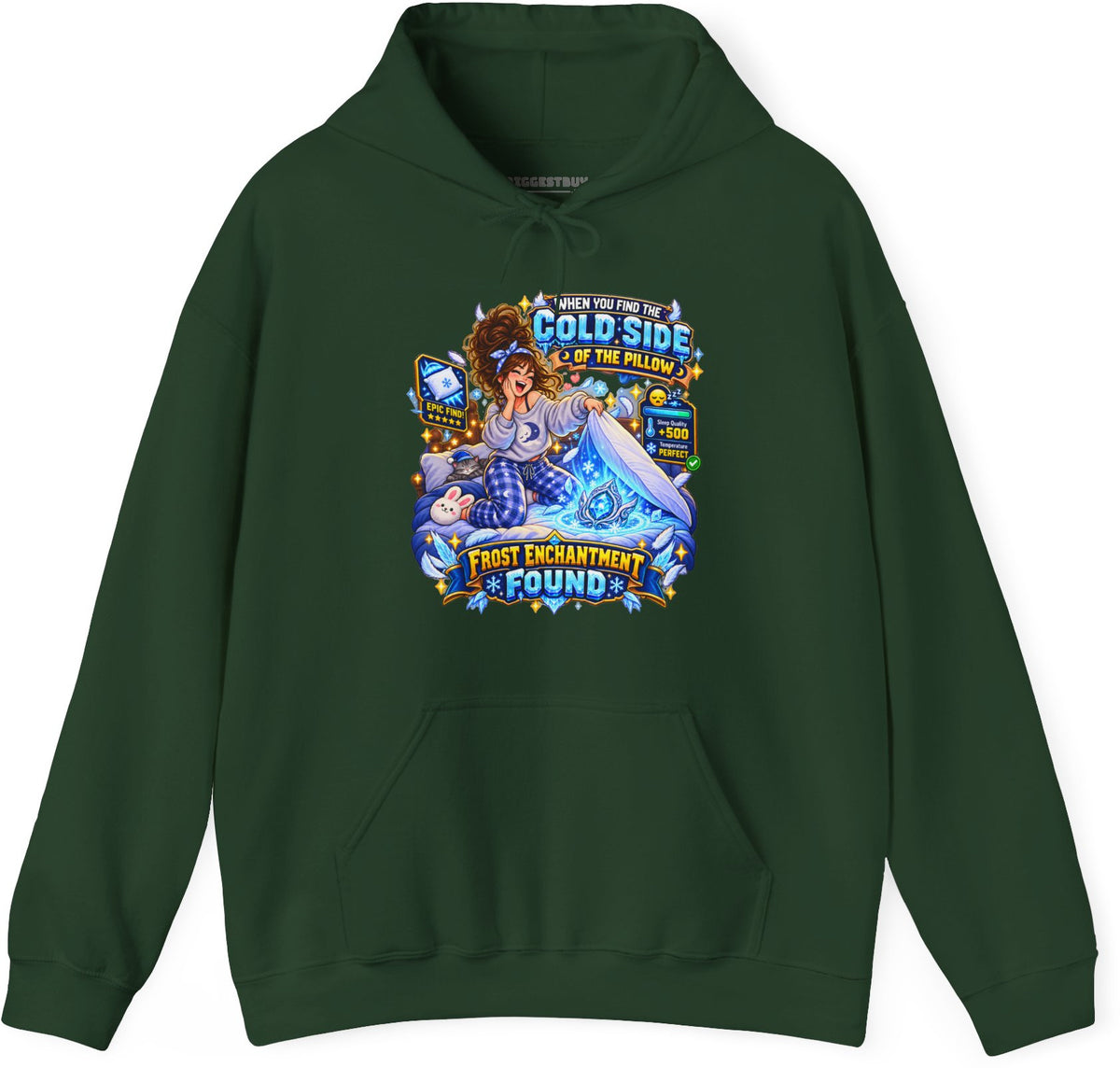Pillow Party - Pullover Hoodie in Forest Green, front view