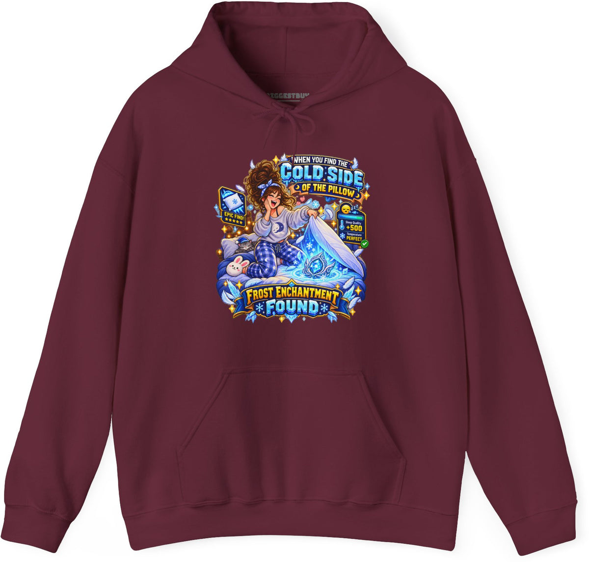 Pillow Party - Pullover Hoodie in Maroon, front view