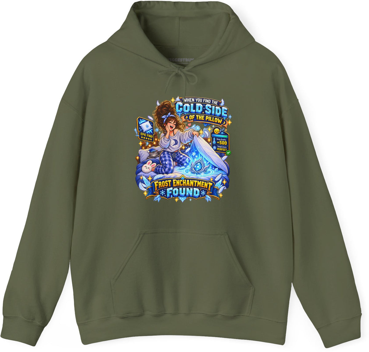 Pillow Party - Pullover Hoodie in Military Green, front view