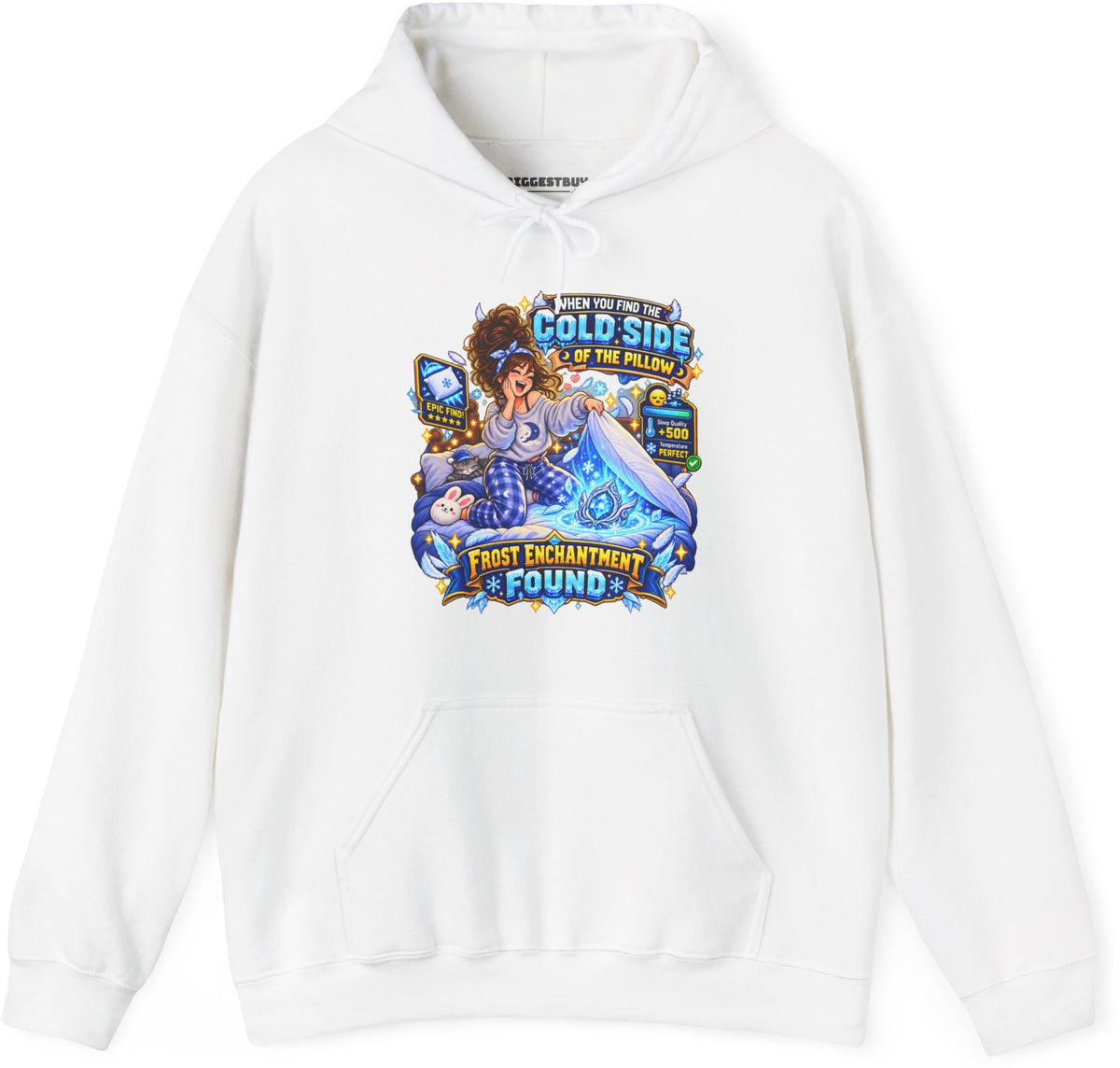 Pillow Party - Pullover Hoodie in White, front view
