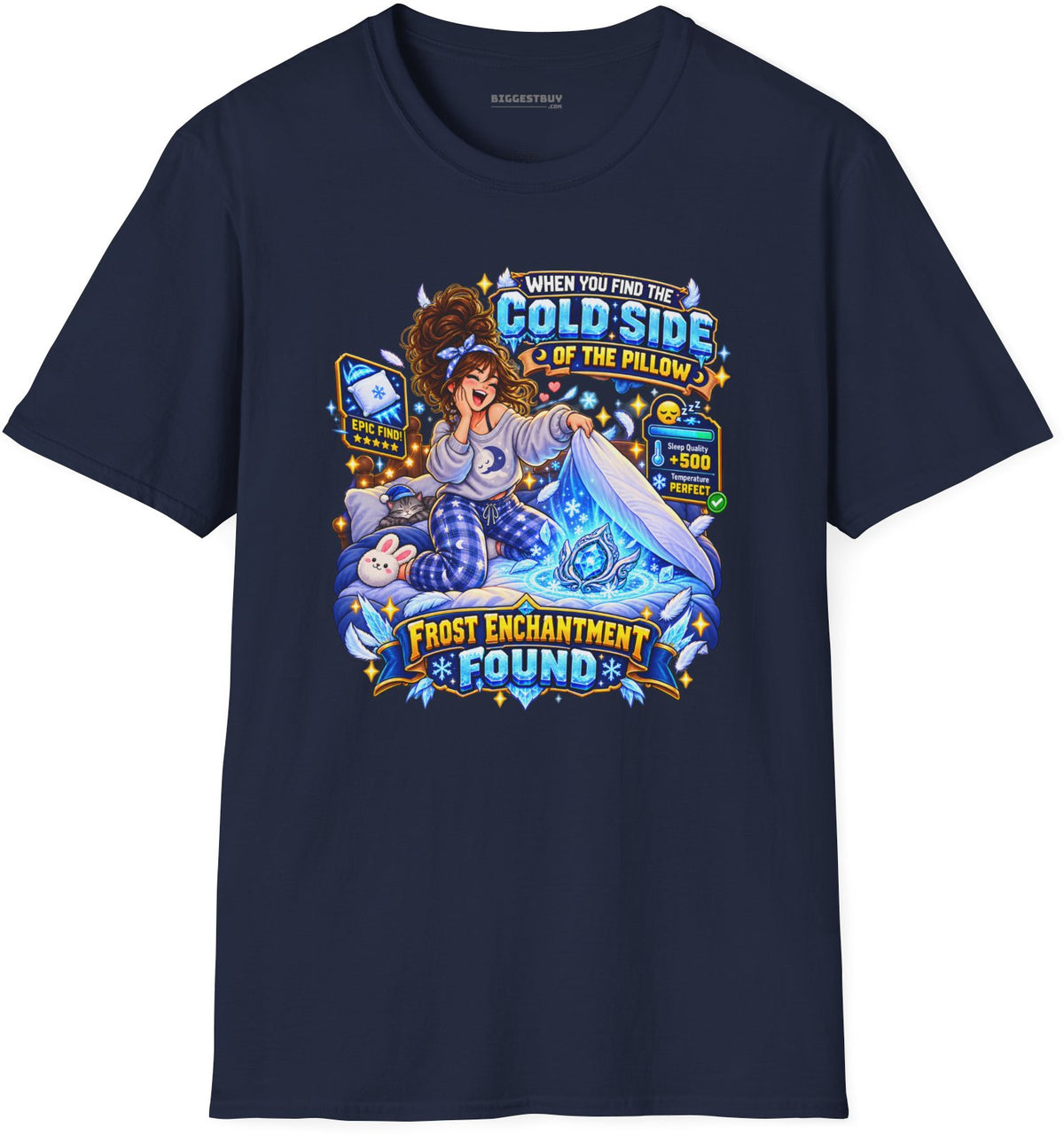 Pillow Party - Softstyle T-Shirt in Navy, front view