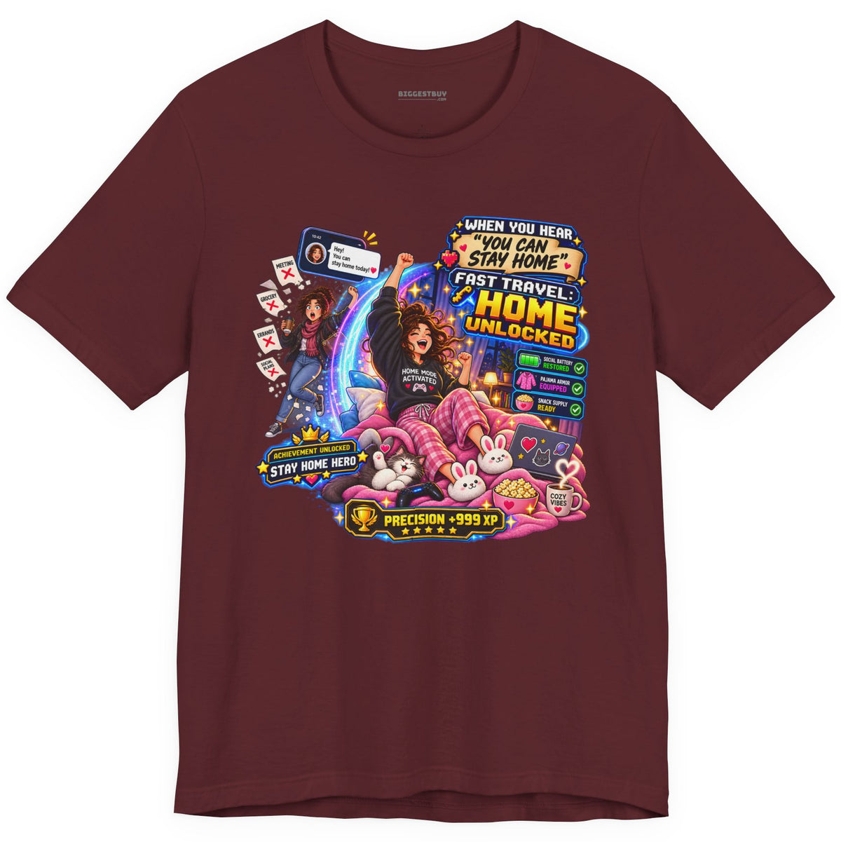 Quarantine Vibe - Classic Jersey Tee in Maroon, front view