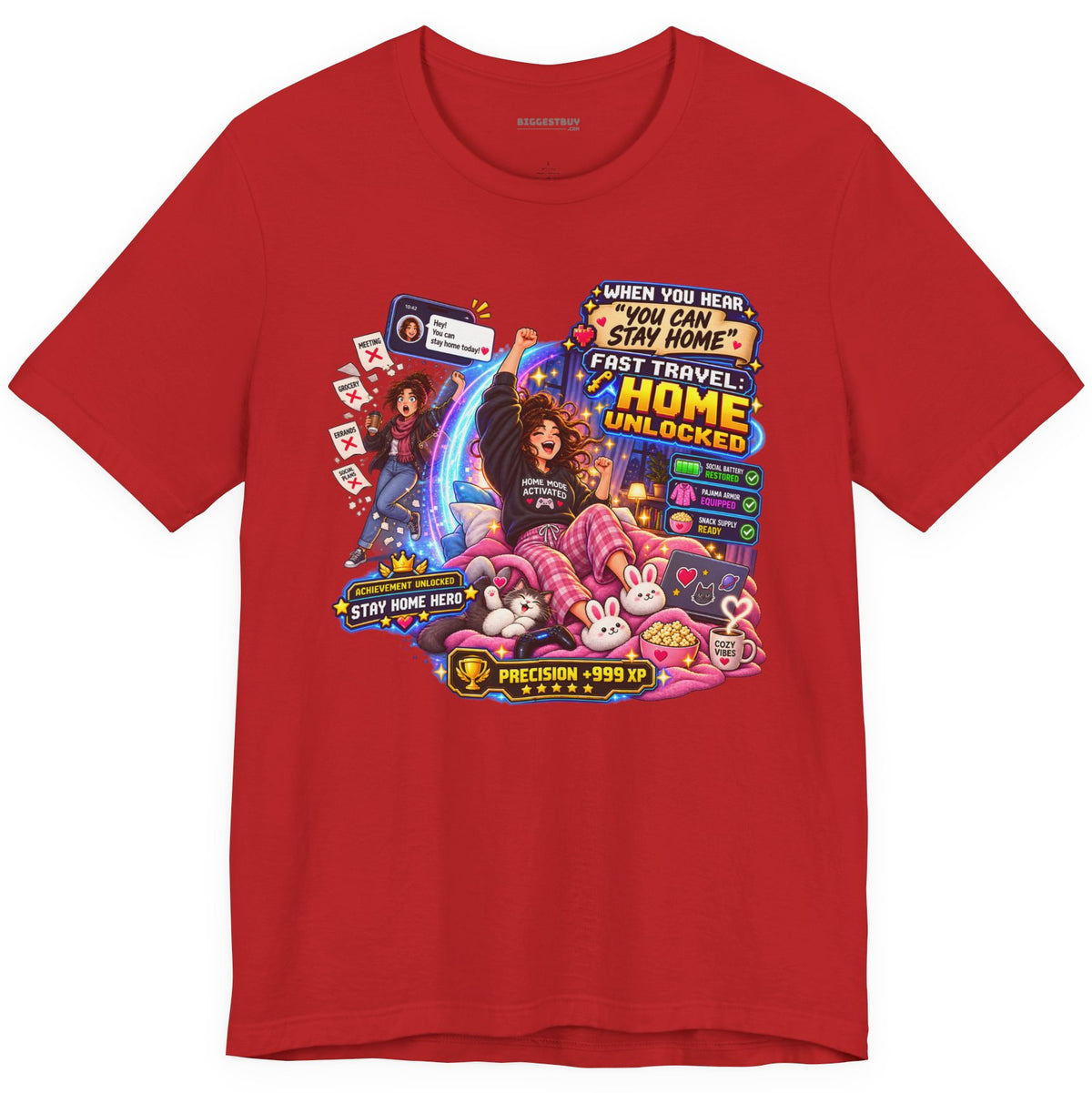 Quarantine Vibe - Classic Jersey Tee in Red, front view