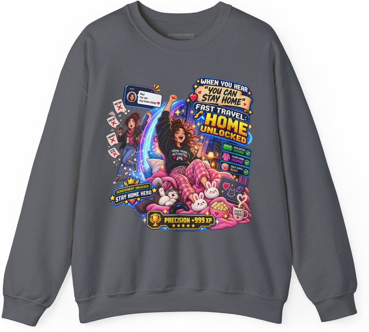Quarantine Vibe - Crewneck Sweatshirt in Charcoal, front view
